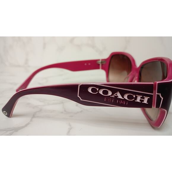 COACH Side Logo Square Bordeaux & Pink Sunglasses with Case - Picture 3 of 7